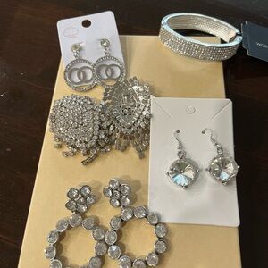 Pierced…silver Earrings … 5 piece